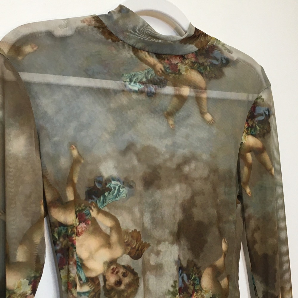 Urban Outfitters Mesh Fairy Angel Top Women Medium Brown Renaissance Whimsigoth - Picture 2 of 9